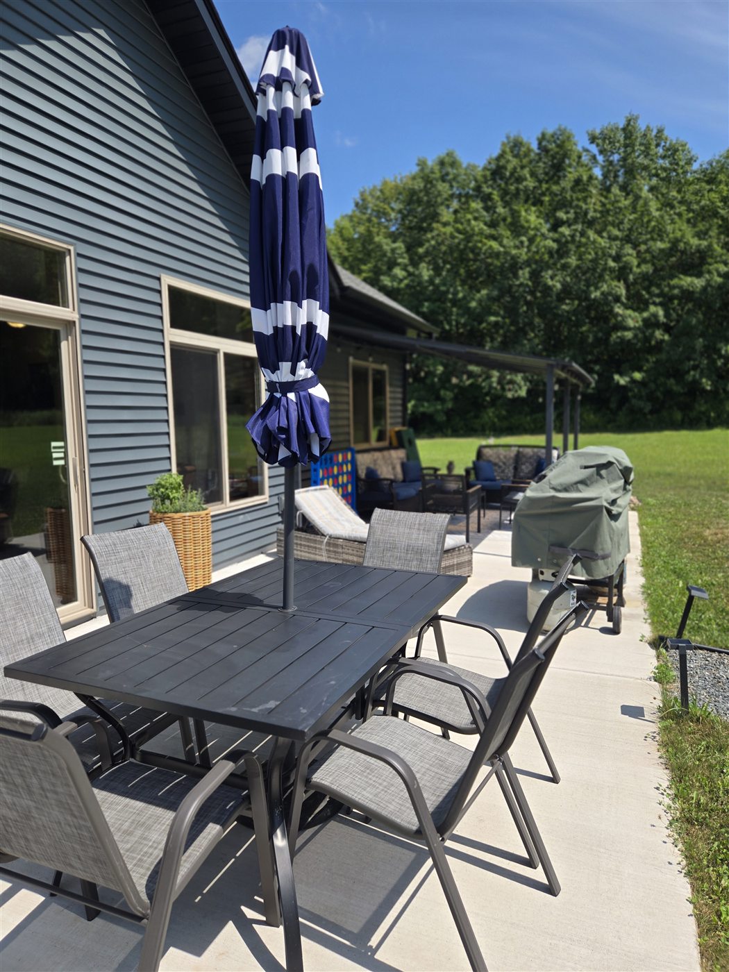 Outdoor patio dining area at Northern Lights Aurora