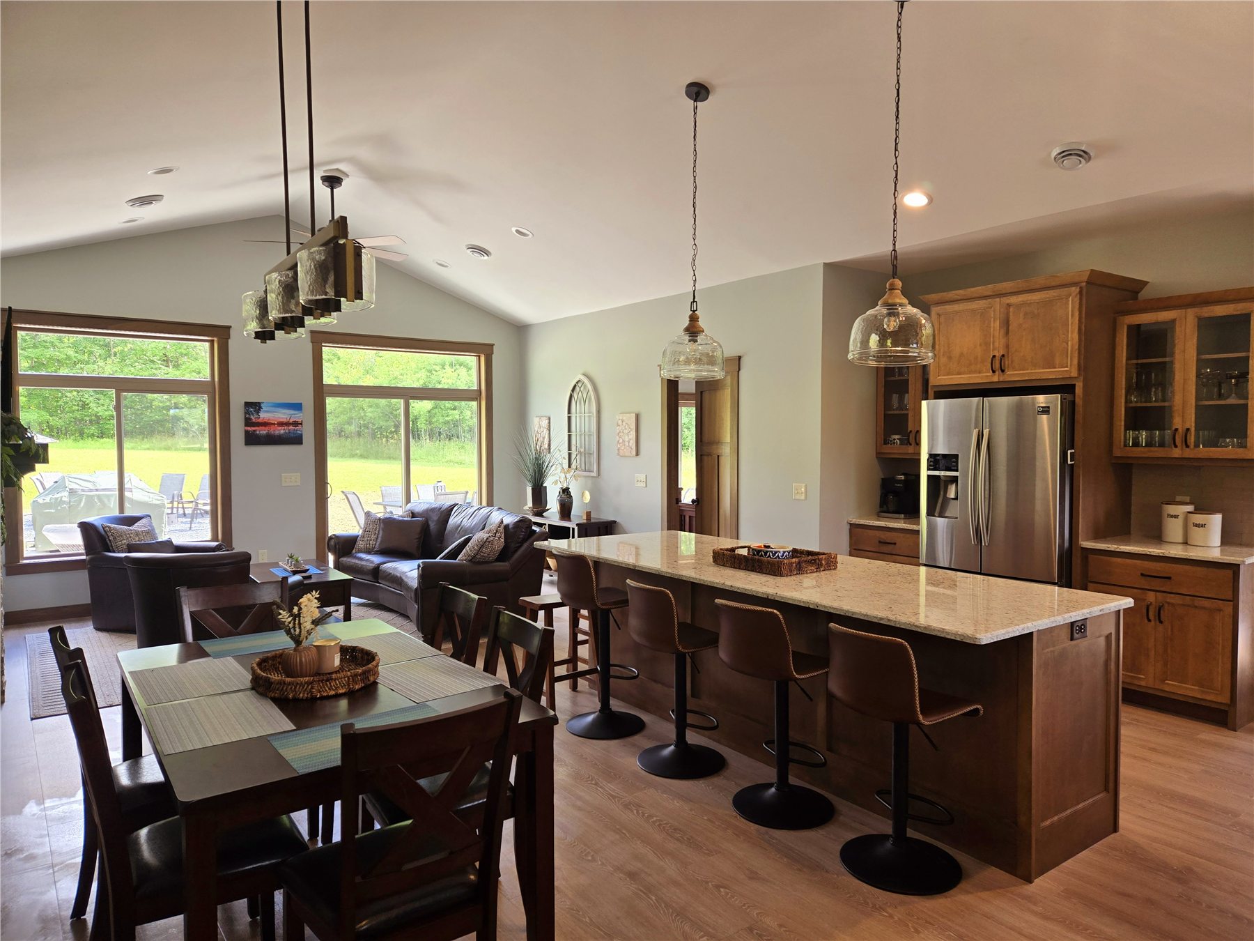Open living room and kitchen at Northern Lights Aurora